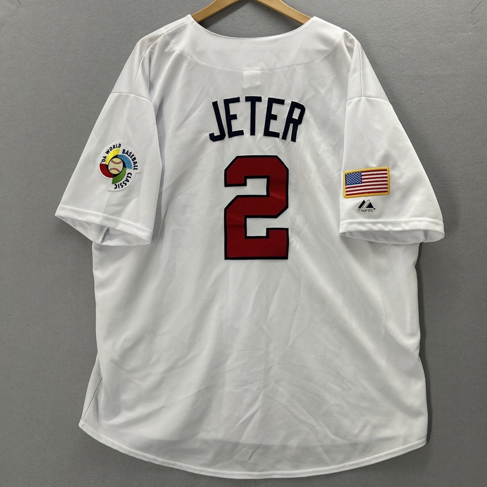 Derek Jeter World Baseball Classic WBC 2006 Majestic MLB USA Jersey Mens 3XL